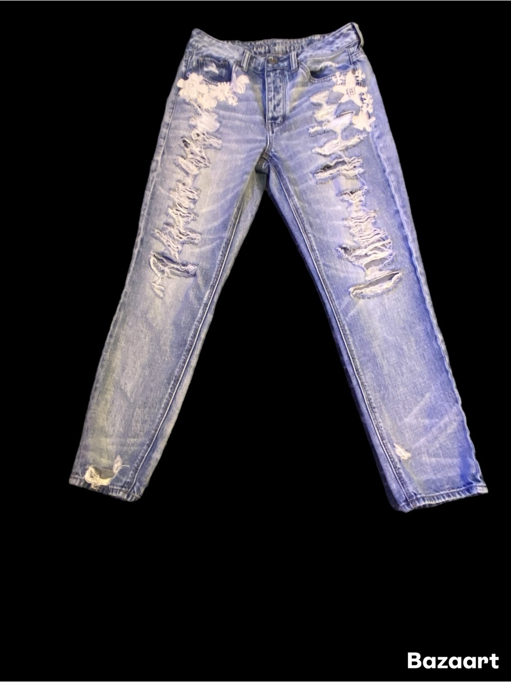 American Eagle Outfitters Distressed Light Blue High-Rise Jeans